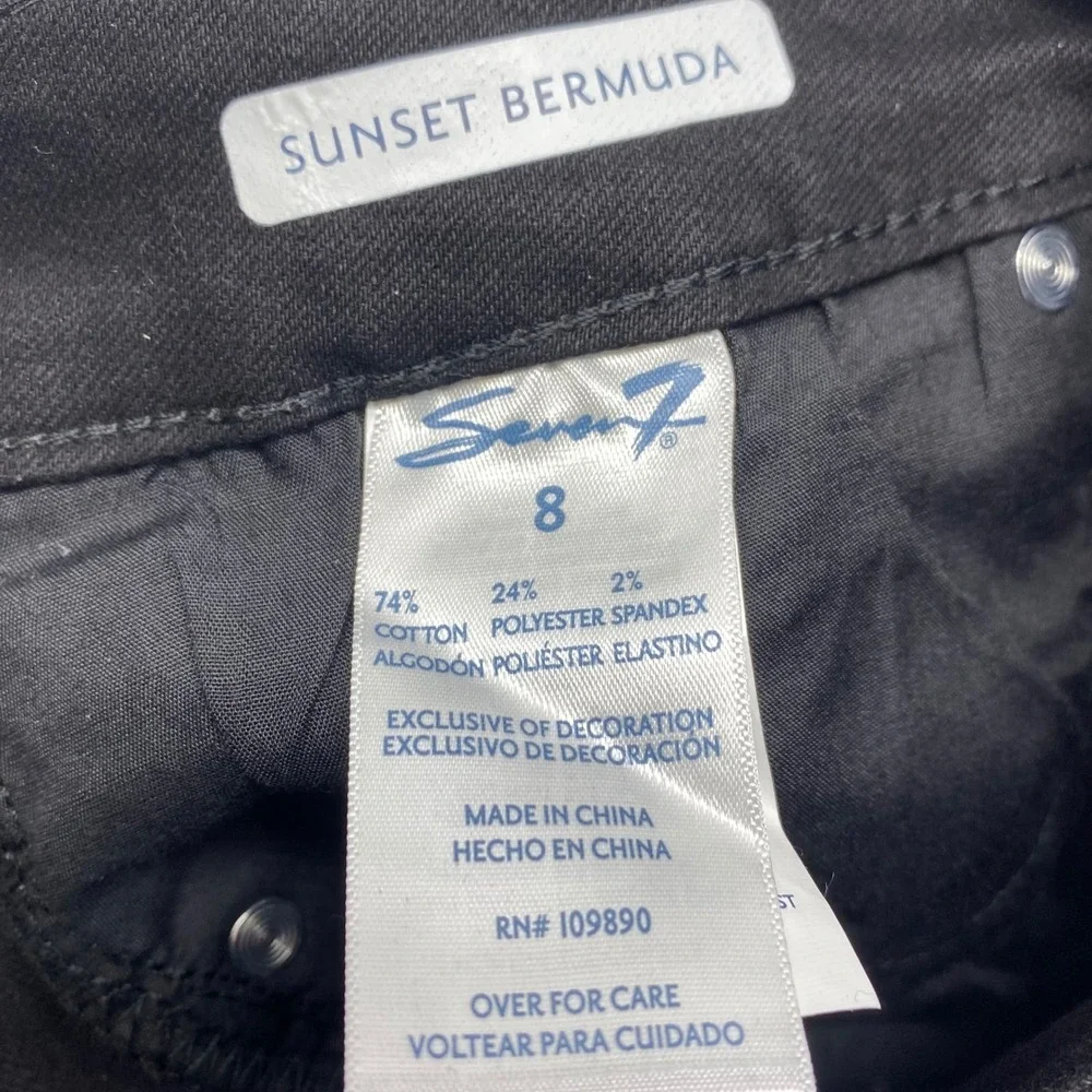 Seven 7 Jeans Sunset Bermuda Black Rolled Cuff Shorts Size 8 Stretch NWT